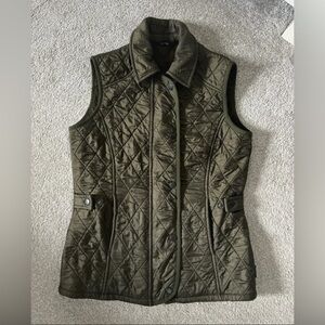 BARBOUR GILET VEST BEADNELL QUILTED OLIVE GREEN SIZE 4 US